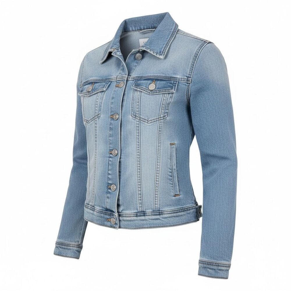 Ci Sono Button Front Cotton Denim‎ Trucker Jacket Light Wash Blue Size Medium